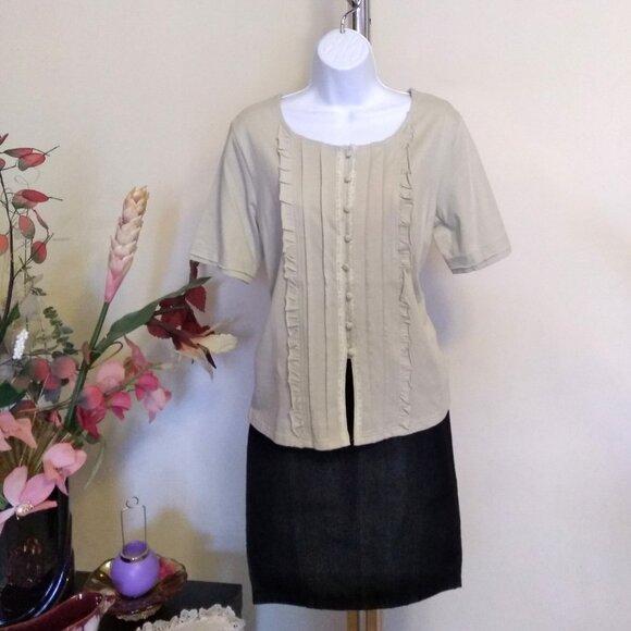 NWT Womens Summer Tunic Tops Short Sleeve Scoop Neck Casual Loose Blouse M 8 10 - Picture 5 of 9